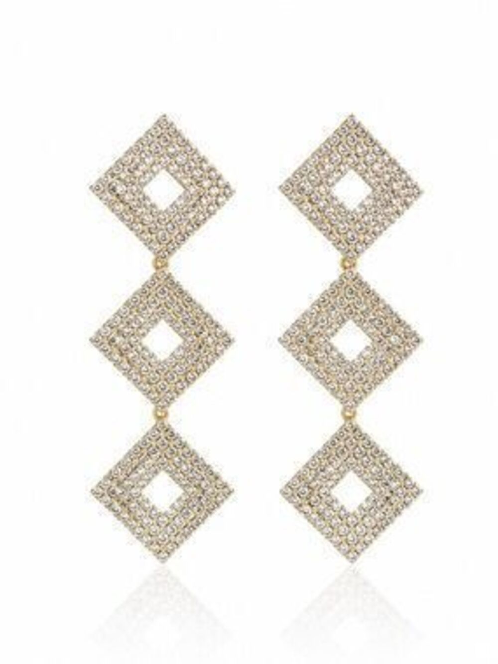 Elegant Silver Diamond-Shaped Earrings